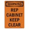 Signmission Safety Sign, OSHA WARNING, 14" Height, Rep Cabinet Keep Clear, Portrait OS-WS-D-1014-V-13499 - alternate 1
